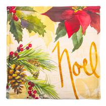 Almofada 45X45 Noel com Flores Fundo Beig