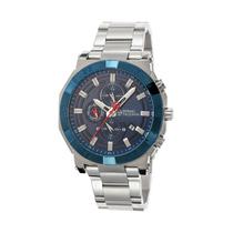 Relogio Analogico Masculino Sergio Tacchini ST.1.10018-2 com Pulseira de Aco Inoxidavel - Prata e Azul