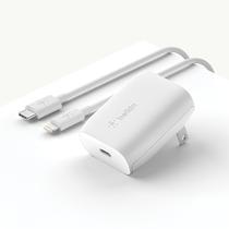 Carregador de Parede Belkin Ac USB-C 20W + Cabo USB-C/Lightning Branco - WCA003DQ04WH