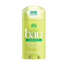 Desodorante sólido Ban Deodorant 24H Invisible Protection Unscented 73G