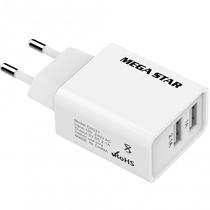 Carregador Mega Star CH331 Dual USB Bivolt - Branco