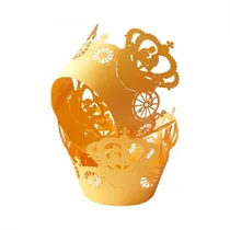 Kit Wraps para Cupcakes Carruagem W50 Dourado 25PCS