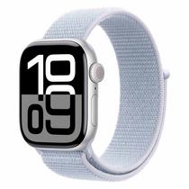 Apple Watch S10 46MM MWWN3LW/ A com GPS/ Wide Angle Oled Display / Pulseira Sport Loop / Aluminium Case - Silver/ Blue Cloud