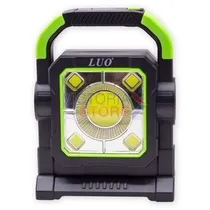 Lanterna LED Luo LU-195 Work Light / 3 Modos de Iluminação / Recarregavel USB / Solar - Preto/ Verde