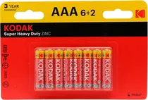 Pilha Kodak Super Heavy Duty Zinc - AAA 6+2 (8 Unidades)