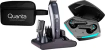 Kit Barbeador Eletrico Quanta QTAPK20 Multilooks 12 Em 1 + Necessaire + Fone QTAGIS10