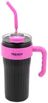 Copo Térmico com Canudo Trendy 18440 860ML - Preto/Fúcsia