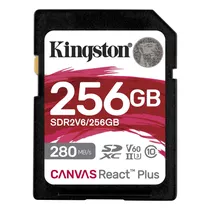 Cartao de Memoria SD Kingston C10 U3 Canvas React Plus 256GB - SDR2V6/256GB