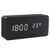 Reloj Digital Cargador Wir Sate AC-T21 c/Despertador Negro