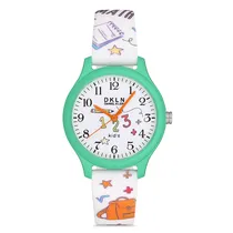 Relogio Analógico para Criança Daniel Klein DK.1.12765-5 DKLN Kids / Pulseira de Silicone - Branco/Verde