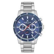 Relogio Analógico Masculino Daniel Klein DK.1.12676-2 Exclusive Gents / Pulseira de Aço Inoxidável - Prata/Azul
