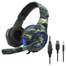 Fone Gamer Kolke KGA-487 Trooper LED / com Fio - Azul / Camuflado