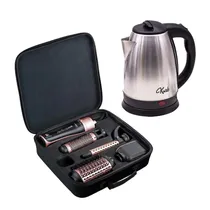 Kit Escova Secador Quanta QTKCS7001 Bivolt - Preto/Rosa + Jarra KB2L