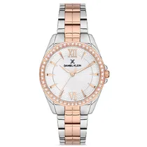 Relógio Analógico Feminino Daniel Klein DK.1.12694-5 Premium Ladies / Pulseira de Aço Inoxidável - Prata/Rose Gold