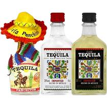 Kit Miniatura Ranchitos Tequila 3 Unidades + 2 Copos - 40ML