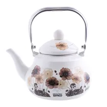 Chaleira Esmaltada Vintage Porcelana Elegante 3,50 Litros Cor Branco Floral.