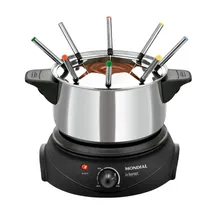 Panela Eletrica de Fondue Elétrica Mondial Le Gourmet II FD-02 Aço Inoxidavel Frequência 60 / 2.4 Litros / 1500W / 220V - Prata