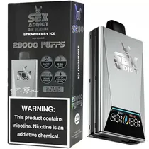 Vaper Descartável Sex Addict BY Dan Bilzerian S280 Silver 5% Nicotina 28000 Puffs - Strawberry Ice