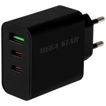 Adaptador de Tomada Megastar CH650 USB/2 USB-C de 65 Watts - Preto