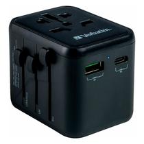 Adaptador de Tomada Verbatim UTA-01 Universal 12W USB-C/USB-A - Preto