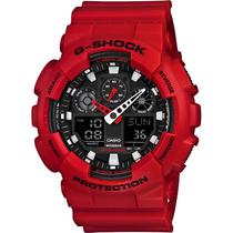 Relogio Casio G-Shock GA-100B-4ADR Masculino Analogico/Digital - Vermelho