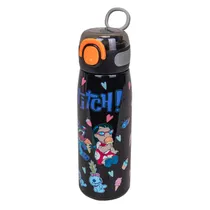 Garrafa Térmica com Bico e Design Stitch 350ML - Preto