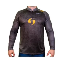 Remera de Pesca Sunflex Sport Raglan DRY-Fit Gris/Naranja