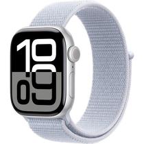 Smart Apple Watch Series 10 MWWD3LW/A - Bluetooth - Wi-Fi - 42MM - GPS - Silver Aluminum/Blue Cloud Sport Loop