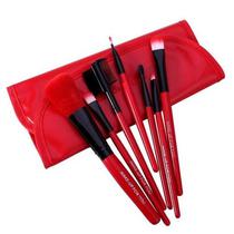 Kit Pinceis O.Two.O para Maquiagem B112 7 Pecas - Vermelho