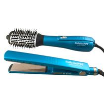 Kit Babyliss Pro BNTPP44UZ - Escova Secadora e Prancha de Cabelo - 900W e 54W - 220V e Bivolt - Azul