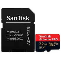 Cartão Micro SD de 32GB Sandisk Extreme Pro SDSQXCG-032G-GN6MA - Vermelho/Preto