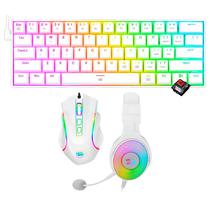 Kit Gamer Redragon Essentials S129W Teclado + Mouse + Fone / RGB / Red / Ingles - Branco