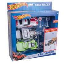 Hot Wheels Fast Racer Pullback 3 Autos 13 CMS + 6 Accesorios