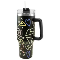 Copo Térmico Quencher H.2 Tumble A-208 - 1200ML - com Canudo - Coração Preto