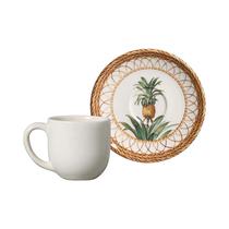 Set de Ceramica Porto Brasil Coup Pineapple Natural 542095 Taza de Cafe 112ML + Plato 12 CM