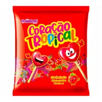 Pirulito Berbau Coração Tropical Morango 600G