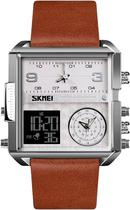 Relogio Skmei 1584 Leather Silver Brown - Masculino