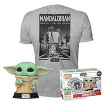 Funko Pop Star Wars Mandalorian Grugu + Tees *s* Bundle 63621