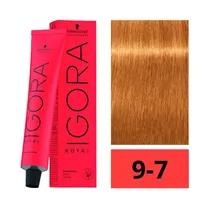 Crema de Coloración Schwarzkopf Igora Royal 9-7 Rubio Muy Claro Cobrizo 60GR
