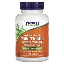 Now Milk Thistle Extract 750MG Silymarin 600MG 90 Cápsulas