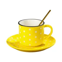 Juego de Taza Y Plato MY Cup 204105 Con Cuchara 200ML Amarillo