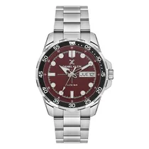 Relogio Analógico Masculino Daniel Klein DK.1.13884-3 Premium Gents / Pulseira de Aço Inoxidável - Prata/Preto/Vinho