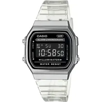 Relógio Casio A168XES-1BDF Unissex - Prata/Transparente