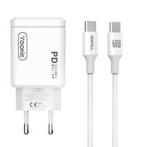 Carregador de Parede Yookie K19 / 20W / USB-C 3.0 + Cabo USB-C/ USB-C / Bivolt - Branco