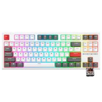 Teclado Mecanico Royal Kludge RKR87, 75%, RGB, Tatil com Fio, Switch Brown, RKR87-Whit-C, Branco