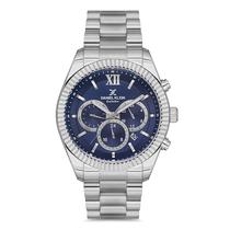 Relogio Analogico Masculino Daniel Klein DK.1.12769-2 Exclusive Gents / Pulseira de Aco Inoxidavel - Prata/Azul