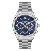 Relogio Analógico Masculino Daniel Klein DK.1.12769-2 Exclusive Gents / Pulseira de Aço Inoxidável - Prata/Azul