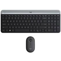 Kit Teclado Sem Fio Logitech Slim Combo MK470 Ingles + Mouse - Preto/Cinza