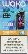 Vape Descartável Waka Blast Passion Fruit Guava + Ice Blast 36000 Puffs
