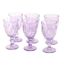 Conjunto com 6 Tacas de Vidro Diamante 300ML Lilas